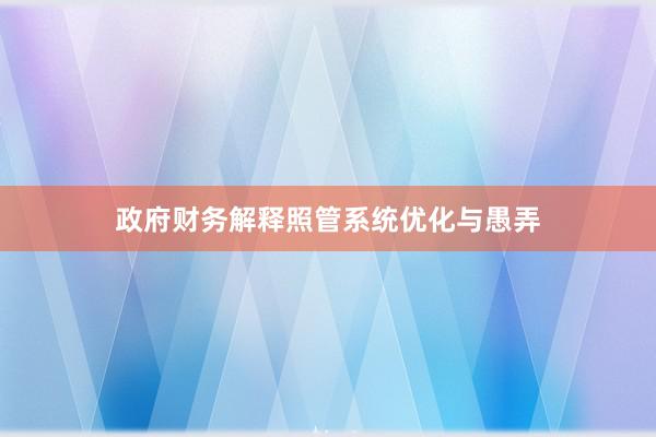 政府财务解释照管系统优化与愚弄